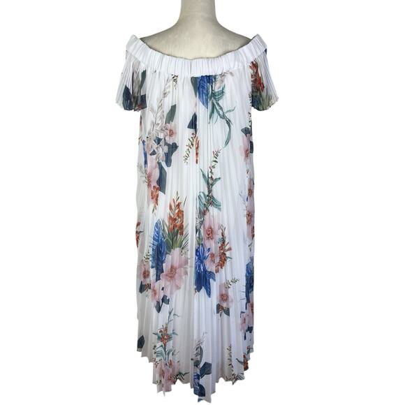 Ted Baker Luner Jamboree Pleated Off-Shoulder Hi-Lo Dress Size 2 / US 6 No Belt - Picture 5 of 9